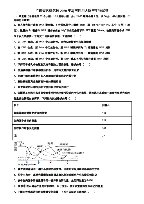 广东省达标名校2020年高考四月大联考生物试卷含解析