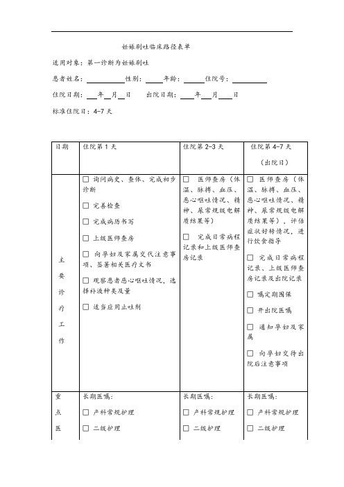 妊娠剧吐临床路径