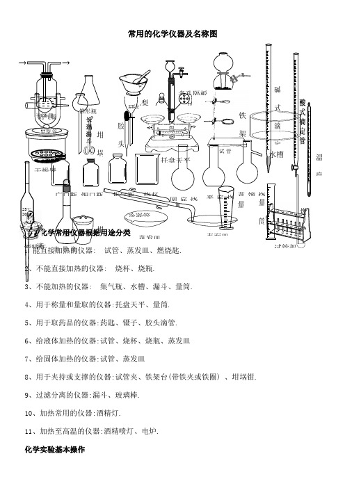 常用的化学仪器及名称图