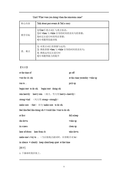 初中英语 人教版八年级下册Unit 5 What were you doing when the rainstorm came重点精讲(含答案)