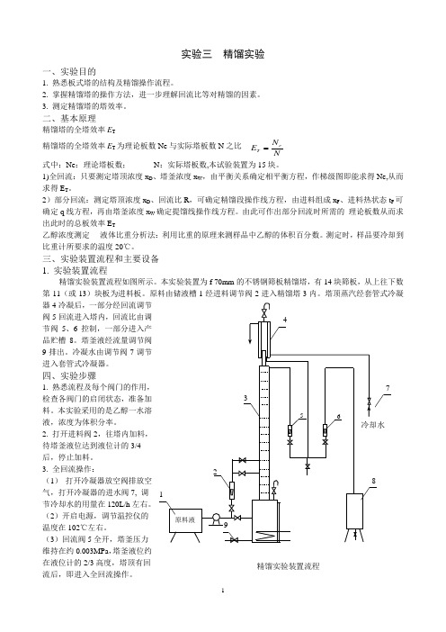 实验三  精馏实验 (1)