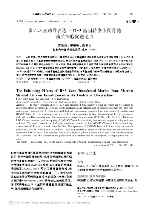 多西环素诱导表达下IL23基因转染小鼠骨髓基质细胞促进造血