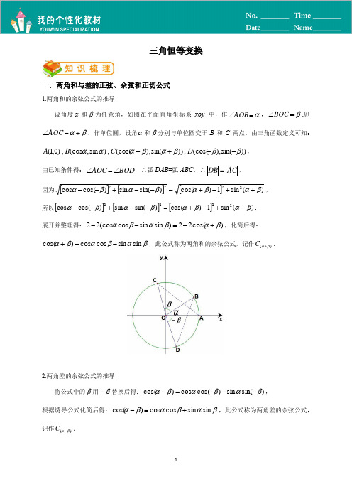 三角恒等变换--基础知识资料包