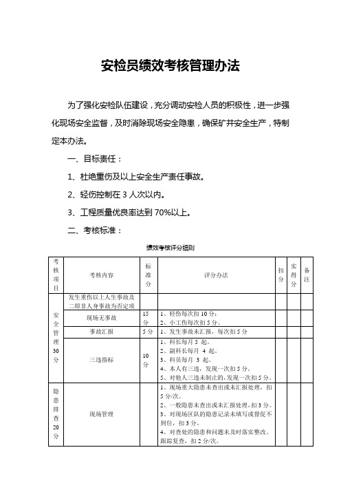 安检员绩效考核