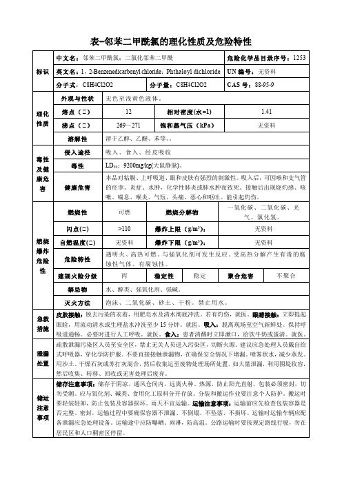 邻苯二甲酰氯-理化性质及危险特性表