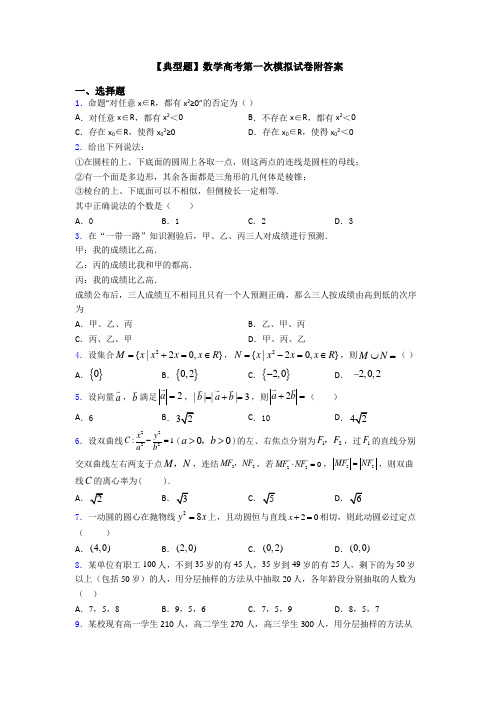 【典型题】数学高考第一次模拟试卷附答案