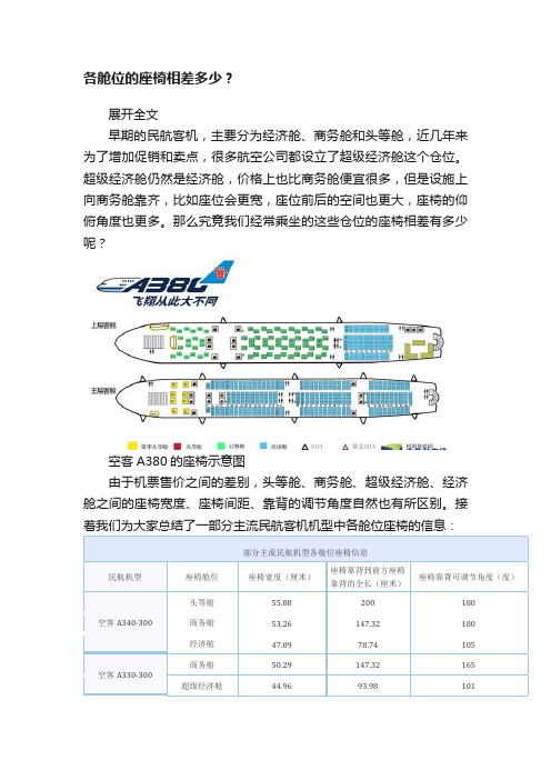 各舱位的座椅相差多少？