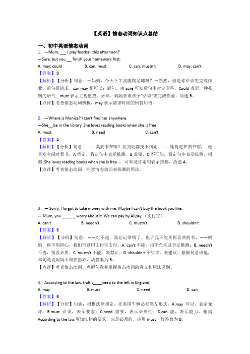 【英语】情态动词知识点总结