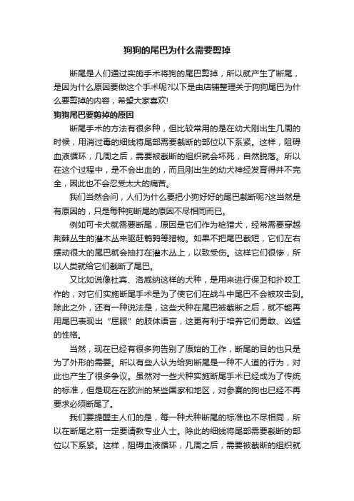 狗狗的尾巴为什么需要剪掉