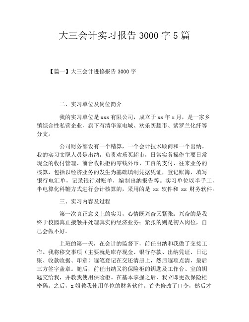 大三会计实习报告3000字5篇