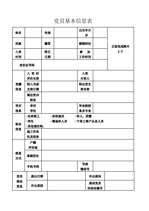 党员基本信息表