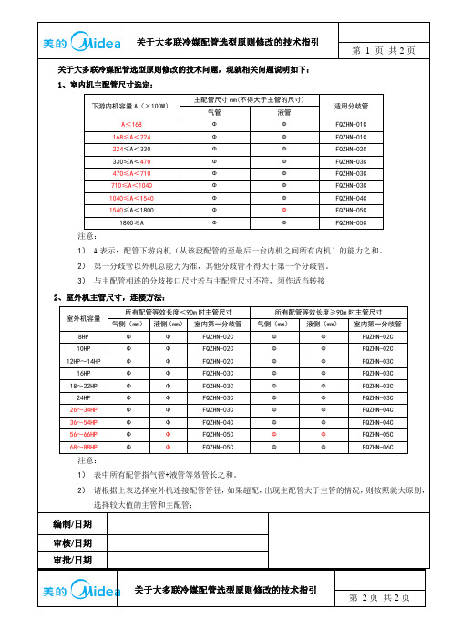 美的多联机冷媒配管选型技术指引