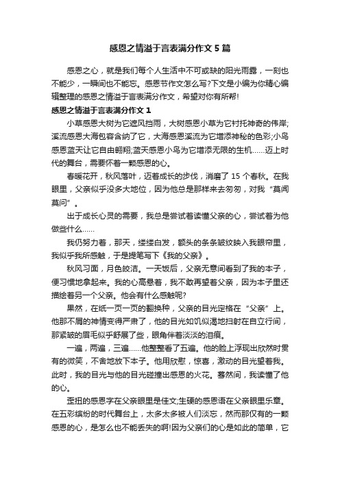 感恩之情溢于言表满分作文5篇