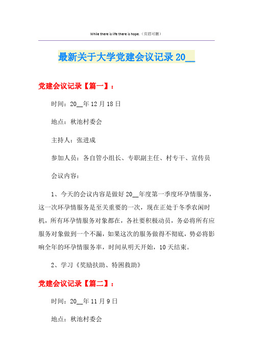 最新关于大学党建会议记录