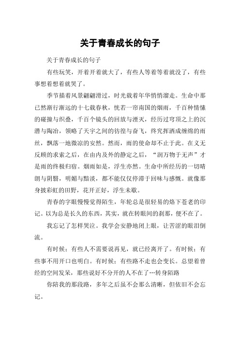 关于青春成长的句子