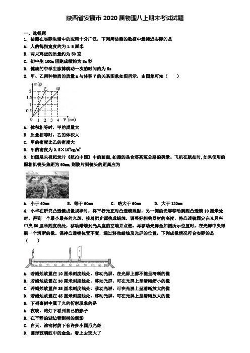 陕西省安康市2020届物理八上期末考试试题