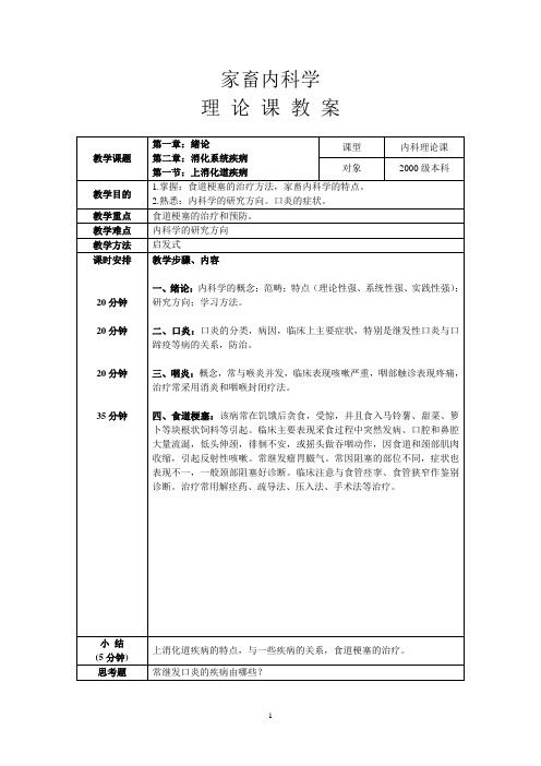 家畜内科学教案本科—00级