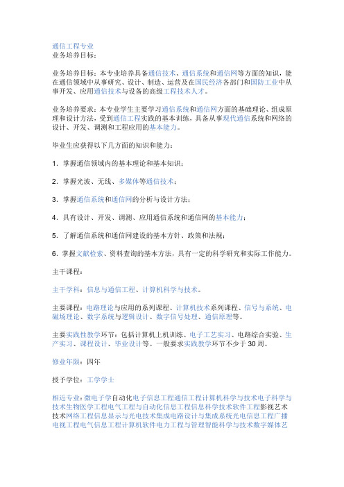 通信专业学习目标