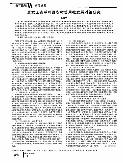 黑龙江省呼玛县农村信用社发展对策研究