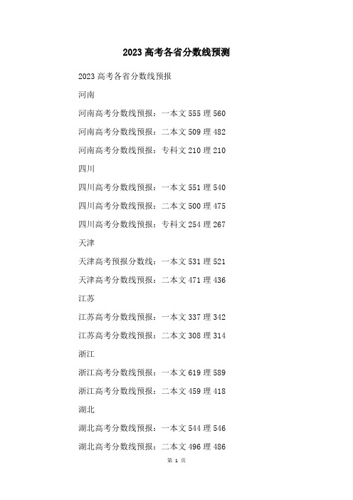 2023高考各省分数线预测