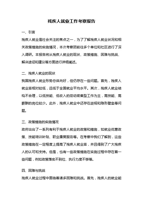 残疾人就业工作考察报告