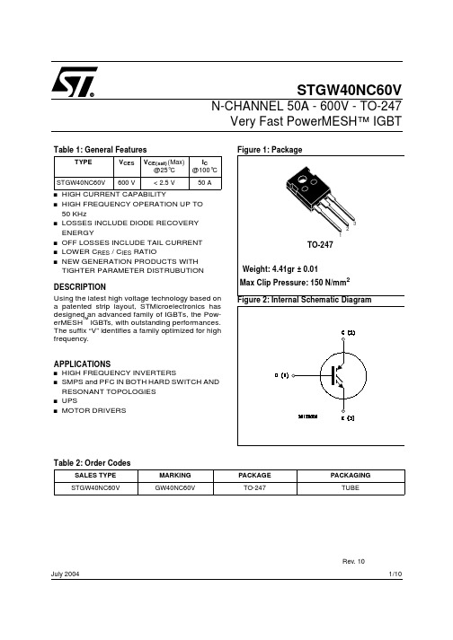 GW40NC60V中文资料