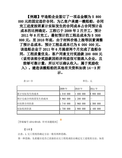 施工企业完工百分比法会计实务