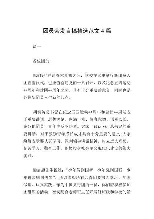 团员会发言稿精选范文4篇