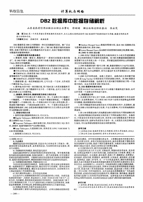 DB2数据库中数据存储解析