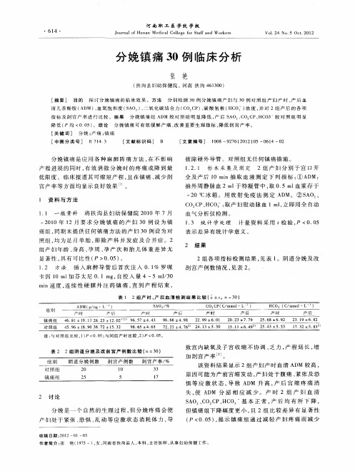 分娩镇痛30例临床分析