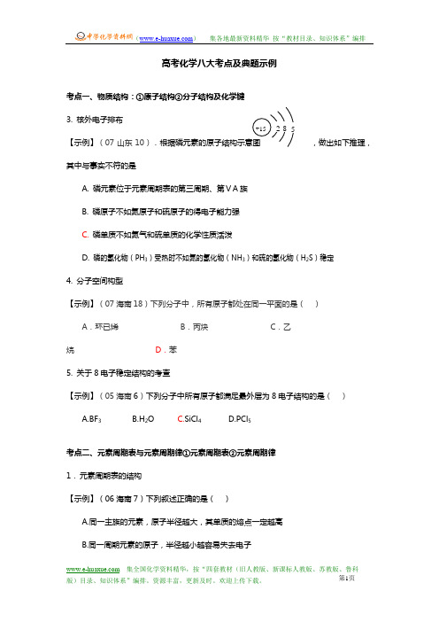 高考化学八大考点及典题示例