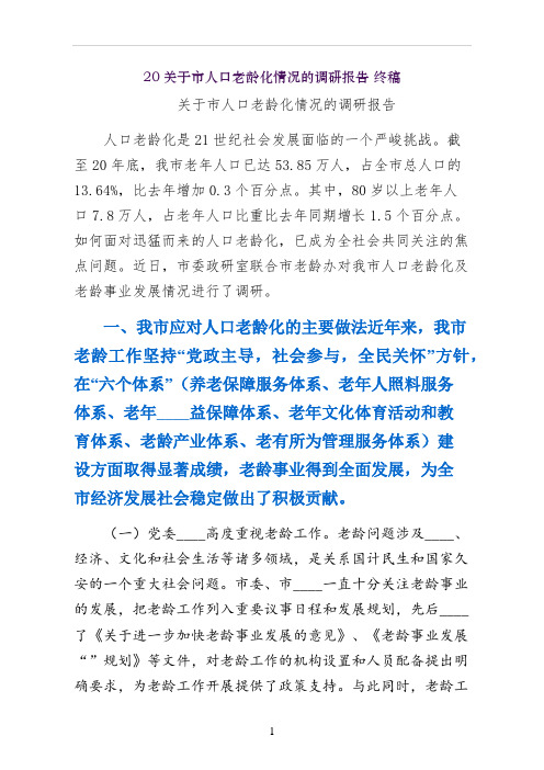 关于市人口老龄化情况的调研报告 终稿