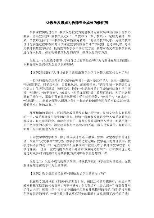 让教学反思成为教师专业成长的催化剂