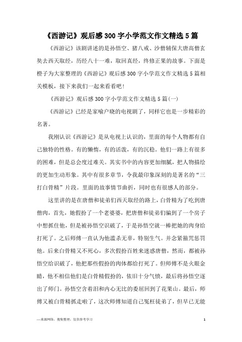 《西游记》观后感300字小学范文作文精选5篇