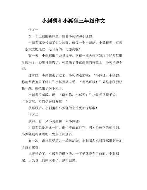 小刺猬和小狐狸三年级作文