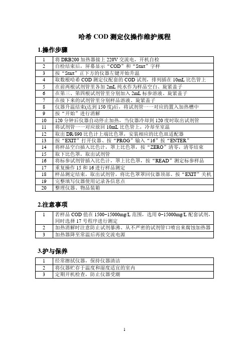 18--哈希COD测定仪操作规程