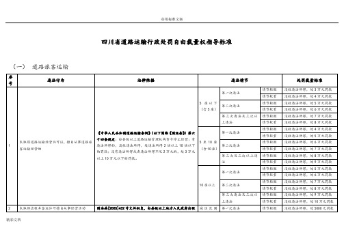 《道路运输行政处罚自由裁量权指导实用实用标准》