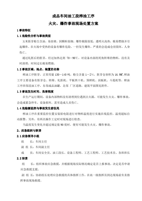 榨油工序火灾爆炸事故现场处置方案新改