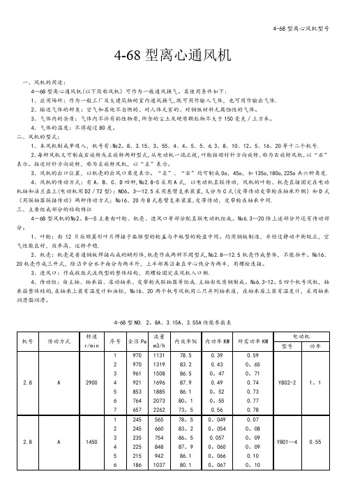 4-68型离心风机型号