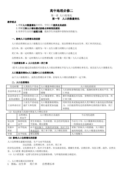 湘教版高中地理必修二总结知识点