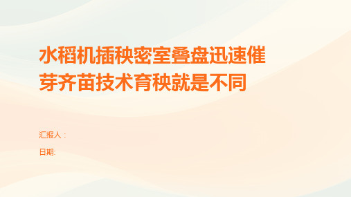 水稻机插秧密室叠盘迅速催芽齐苗技术育秧就是不同