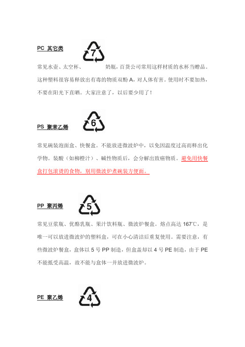 正确辨别各类塑料制品的标志