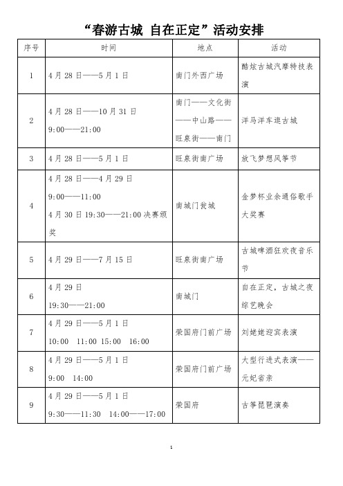 春游古城自在正定活动安排