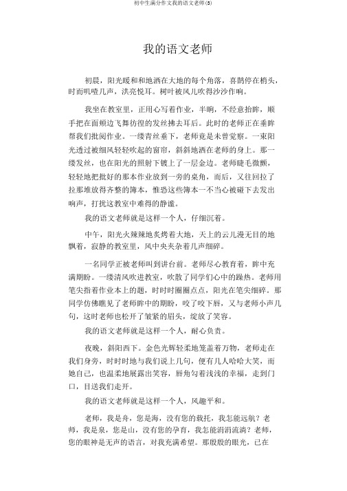 初中生满分作文我的语文老师(3)