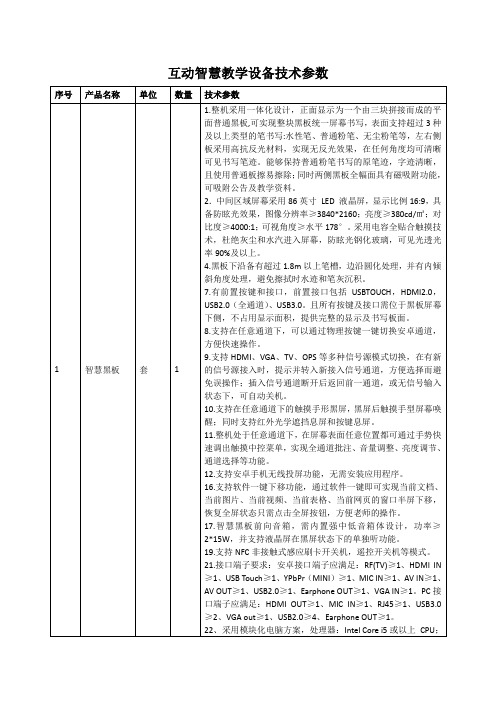 互动智慧教学设备技术参数