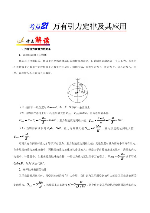 备战2025年高考 物理考点一遍过:万有引力定律及其应用