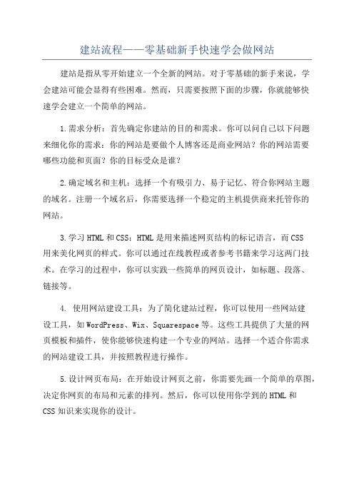 建站流程——零基础新手快速学会做网站