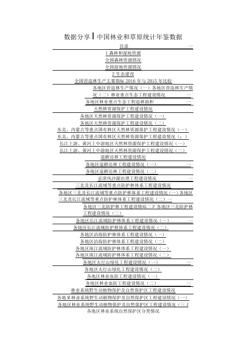 中国林业和草原统计年鉴数据