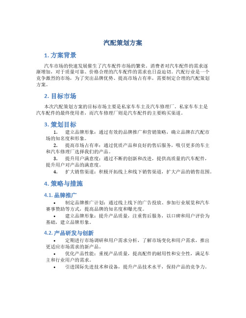 汽配策划方案