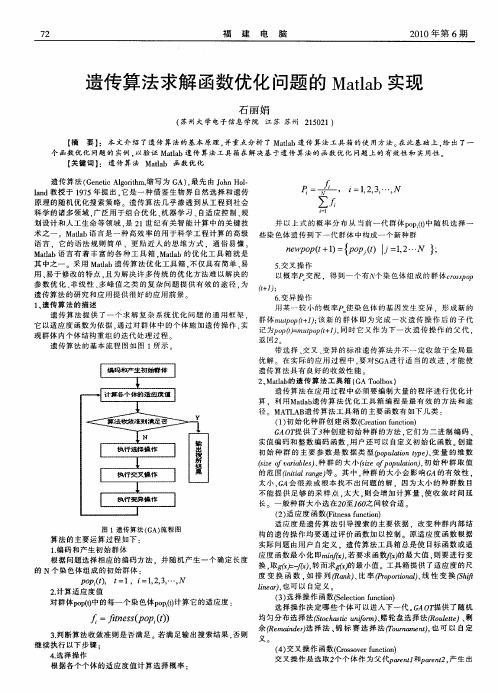 遗传算法求解函数优化问题的Matlab实现